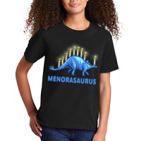Funny Stegosaurus Hanukkah Dinosaur Menorah Dino Kids T-Shirt