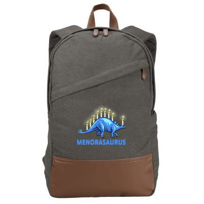 Funny Stegosaurus Hanukkah Dinosaur Menorah Dino Cotton Canvas Backpack