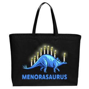 Funny Stegosaurus Hanukkah Dinosaur Menorah Dino Cotton Canvas Jumbo Tote