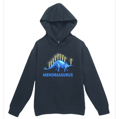 Funny Stegosaurus Hanukkah Dinosaur Menorah Dino Urban Pullover Hoodie