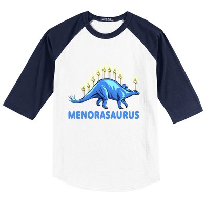 Funny Stegosaurus Hanukkah Dinosaur Menorah Dino Baseball Sleeve Shirt