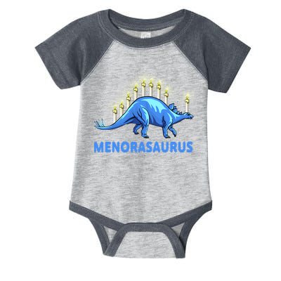 Funny Stegosaurus Hanukkah Dinosaur Menorah Dino Infant Baby Jersey Bodysuit
