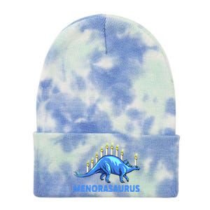 Funny Stegosaurus Hanukkah Dinosaur Menorah Dino Tie Dye 12in Knit Beanie