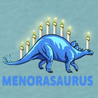 Funny Stegosaurus Hanukkah Dinosaur Menorah Dino Sueded Cloud Jersey T-Shirt