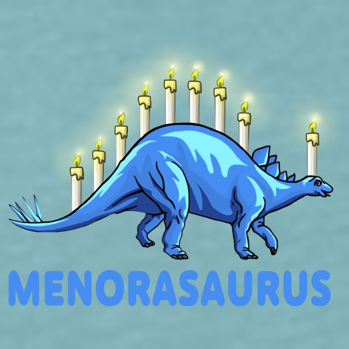 Funny Stegosaurus Hanukkah Dinosaur Menorah Dino Sueded Cloud Jersey T-Shirt