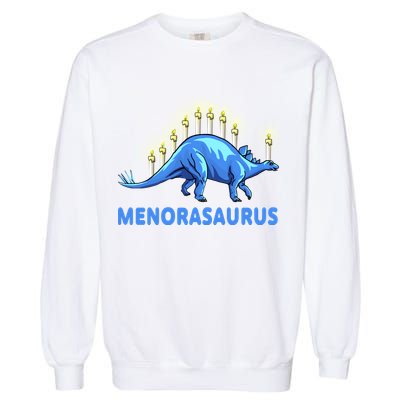 Funny Stegosaurus Hanukkah Dinosaur Menorah Dino Garment-Dyed Sweatshirt