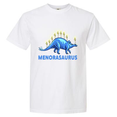 Funny Stegosaurus Hanukkah Dinosaur Menorah Dino Garment-Dyed Heavyweight T-Shirt