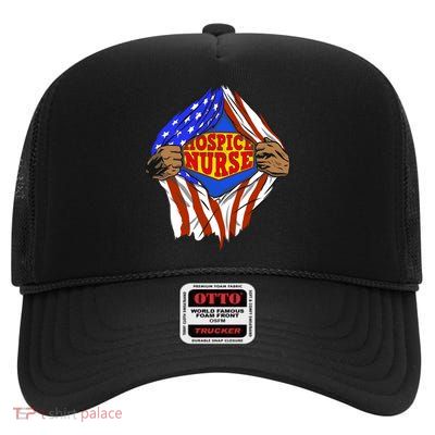 Funny Super Hospice Nurse Hero Job Cute Gift High Crown Mesh Back Trucker Hat