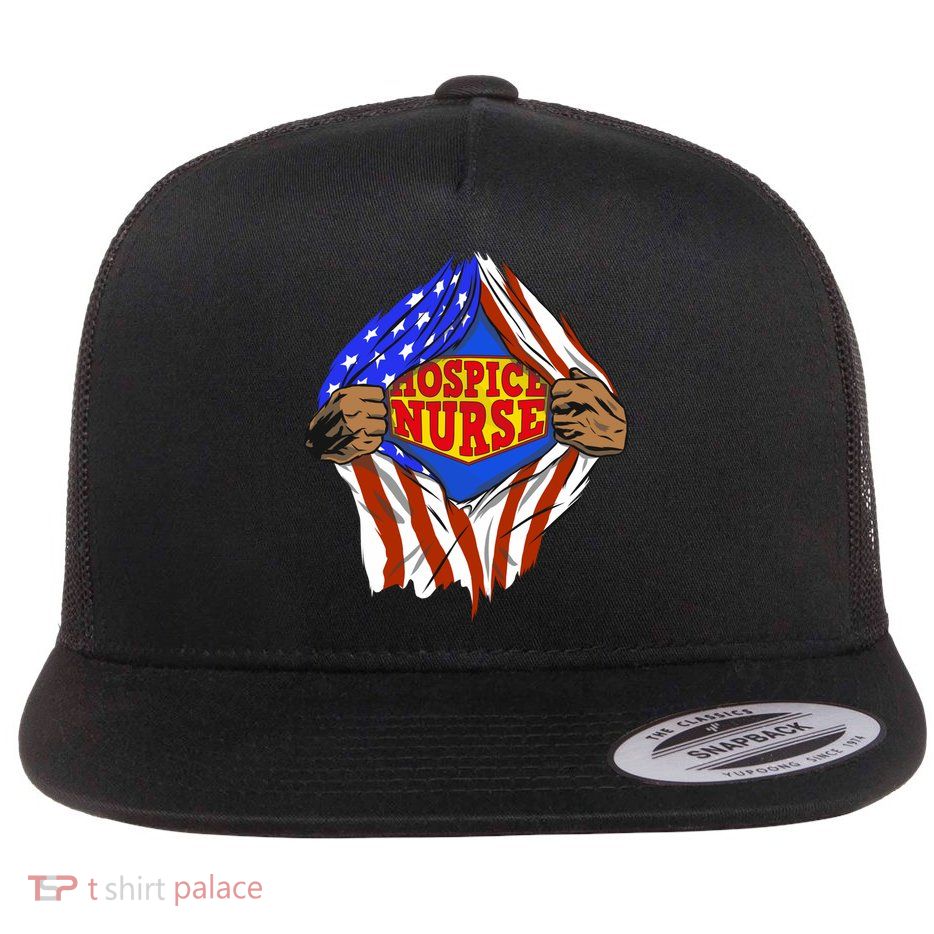 Funny Super Hospice Nurse Hero Job Cute Gift Flat Bill Trucker Hat