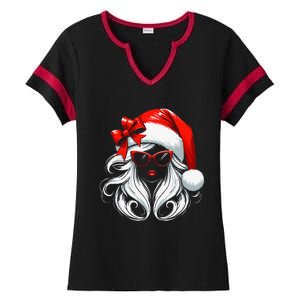 Female Santa Hat Sunglasses Grandma Mom Women Girl Christmas Ladies Halftime Notch Neck Tee