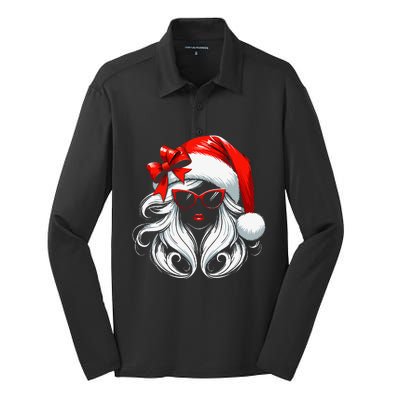 Female Santa Hat Sunglasses Grandma Mom Women Girl Christmas Silk Touch Performance Long Sleeve Polo