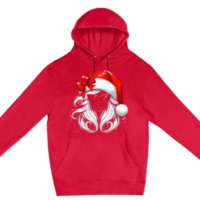 Female Santa Hat Sunglasses Grandma Mom Women Girl Christmas Premium Pullover Hoodie