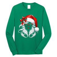 Female Santa Hat Sunglasses Grandma Mom Women Girl Christmas Long Sleeve Shirt