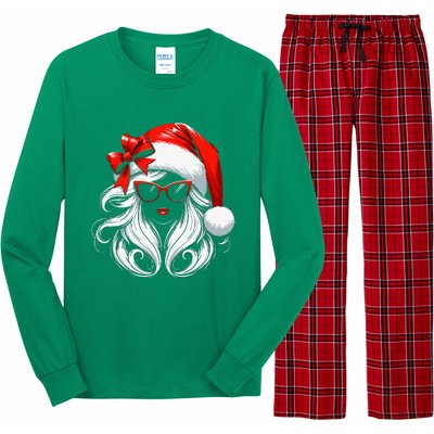 Female Santa Hat Sunglasses Grandma Mom Women Girl Christmas Long Sleeve Pajama Set