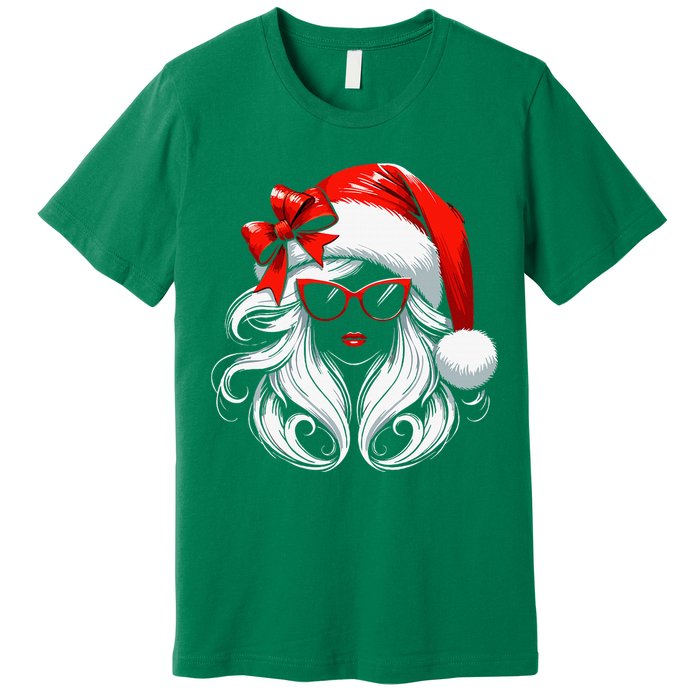 Female Santa Hat Sunglasses Grandma Mom Women Girl Christmas Premium T-Shirt