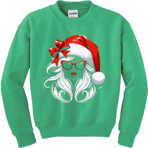 Female Santa Hat Sunglasses Grandma Mom Women Girl Christmas Kids Sweatshirt