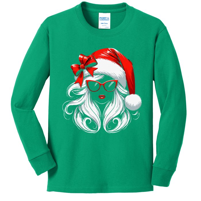 Female Santa Hat Sunglasses Grandma Mom Women Girl Christmas Kids Long Sleeve Shirt