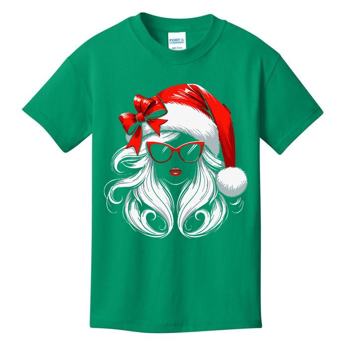 Female Santa Hat Sunglasses Grandma Mom Women Girl Christmas Kids T-Shirt