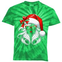 Female Santa Hat Sunglasses Grandma Mom Women Girl Christmas Kids Tie-Dye T-Shirt