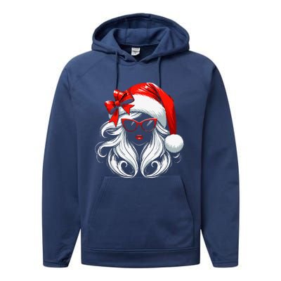 Female Santa Hat Sunglasses Grandma Mom Women Girl Christmas Performance Fleece Hoodie