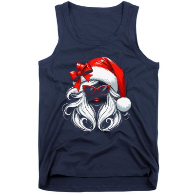 Female Santa Hat Sunglasses Grandma Mom Women Girl Christmas Tank Top