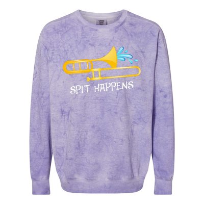 Funny Spit Happens Trombone Player Band Gift Accessories Colorblast Crewneck Sweatshirt