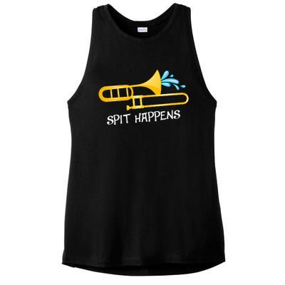 Funny Spit Happens Trombone Player Band Gift Accessories Ladies PosiCharge Tri-Blend Wicking Tank