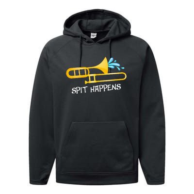 Funny Spit Happens Trombone Player Band Gift Accessories Performance Fleece Hoodie