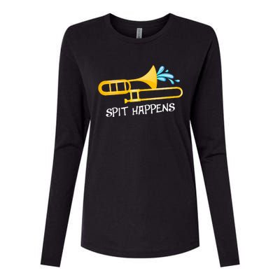 Funny Spit Happens Trombone Player Band Gift Accessories Womens Cotton Relaxed Long Sleeve T-Shirt