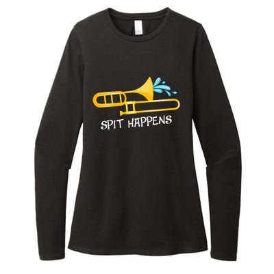 Funny Spit Happens Trombone Player Band Gift Accessories Womens CVC Long Sleeve Shirt