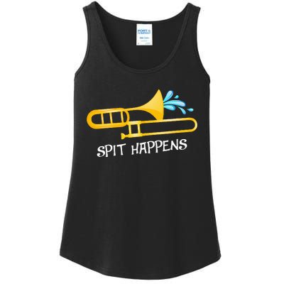 Funny Spit Happens Trombone Player Band Gift Accessories Ladies Essential Tank