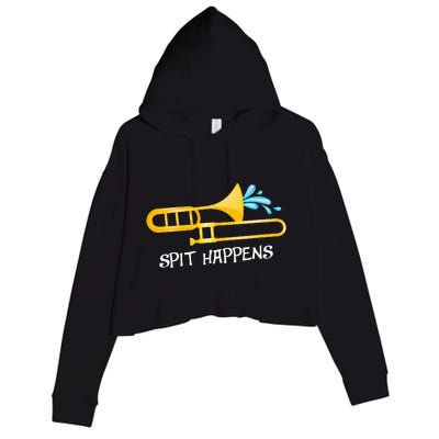 Funny Spit Happens Trombone Player Band Gift Accessories Crop Fleece Hoodie