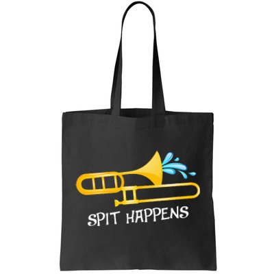 Funny Spit Happens Trombone Player Band Gift Accessories Tote Bag