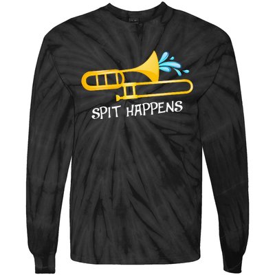 Funny Spit Happens Trombone Player Band Gift Accessories Tie-Dye Long Sleeve Shirt