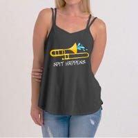 Funny Spit Happens Trombone Player Band Gift Accessories Women's Strappy Tank