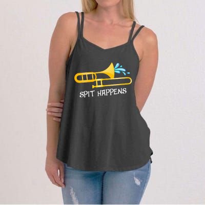 Funny Spit Happens Trombone Player Band Gift Accessories Women's Strappy Tank