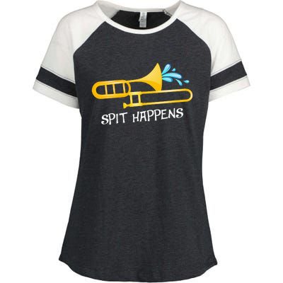 Funny Spit Happens Trombone Player Band Gift Accessories Enza Ladies Jersey Colorblock Tee