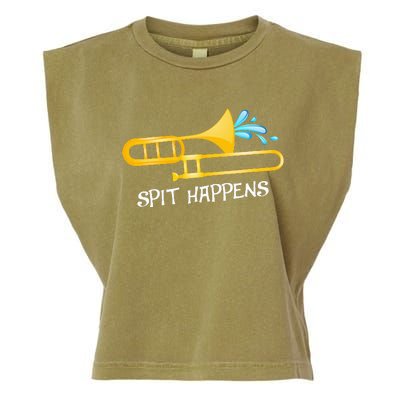 Funny Spit Happens Trombone Player Band Gift Accessories Garment-Dyed Women's Muscle Tee