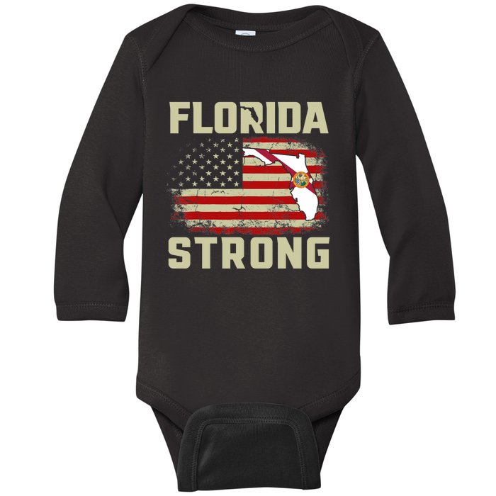 Florida Strong Hurricane Ian Support Florida Baby Long Sleeve Bodysuit