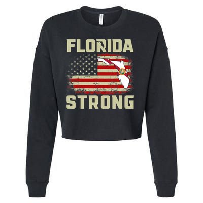 Florida Strong Hurricane Ian Support Florida Cropped Pullover Crew