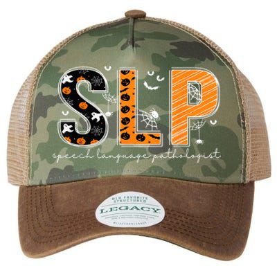 Funny SLP Halloween Costume Pumpkin Fall Skeleton Legacy Tie Dye Trucker Hat