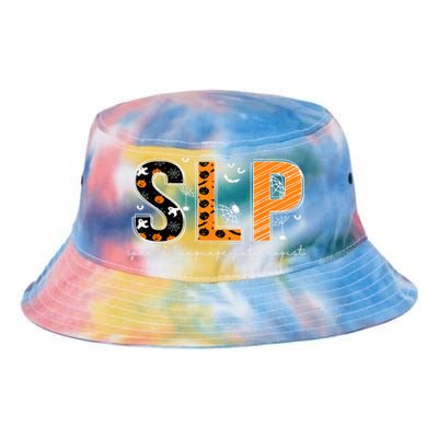 Funny SLP Halloween Costume Pumpkin Fall Skeleton Tie Dye Newport Bucket Hat