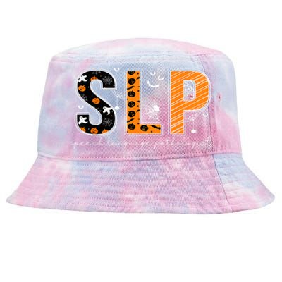 Funny SLP Halloween Costume Pumpkin Fall Skeleton Tie-Dyed Bucket Hat