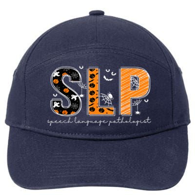 Funny SLP Halloween Costume Pumpkin Fall Skeleton 7-Panel Snapback Hat