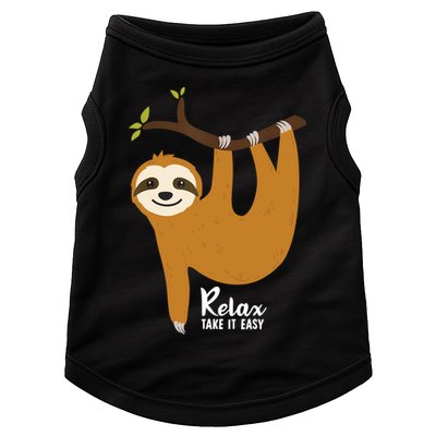 Funny Sloth Hanging On A Tree Gift Funny Sloth Lover Relax Take It Easy Gift Doggie Tank