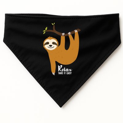 Funny Sloth Hanging On A Tree Gift Funny Sloth Lover Relax Take It Easy Gift USA-Made Doggie Bandana