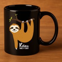 Funny Sloth Hanging On A Tree Gift Funny Sloth Lover Relax Take It Easy Gift 11oz C Handle Ceramic Mug