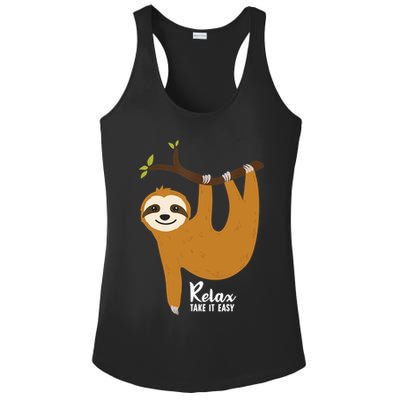 Funny Sloth Hanging On A Tree Gift Funny Sloth Lover Relax Take It Easy Gift Ladies PosiCharge Competitor Racerback Tank