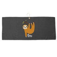 Funny Sloth Hanging On A Tree Gift Funny Sloth Lover Relax Take It Easy Gift Large Microfiber Waffle Golf Towel