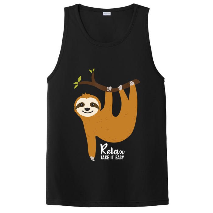 Funny Sloth Hanging On A Tree Gift Funny Sloth Lover Relax Take It Easy Gift PosiCharge Competitor Tank